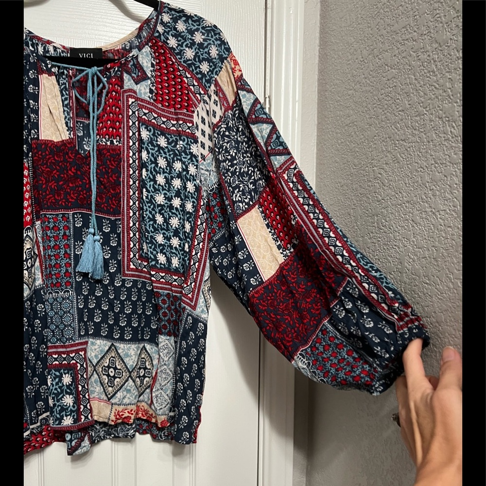 All Patterned Up Patchwork Blouse - image 5